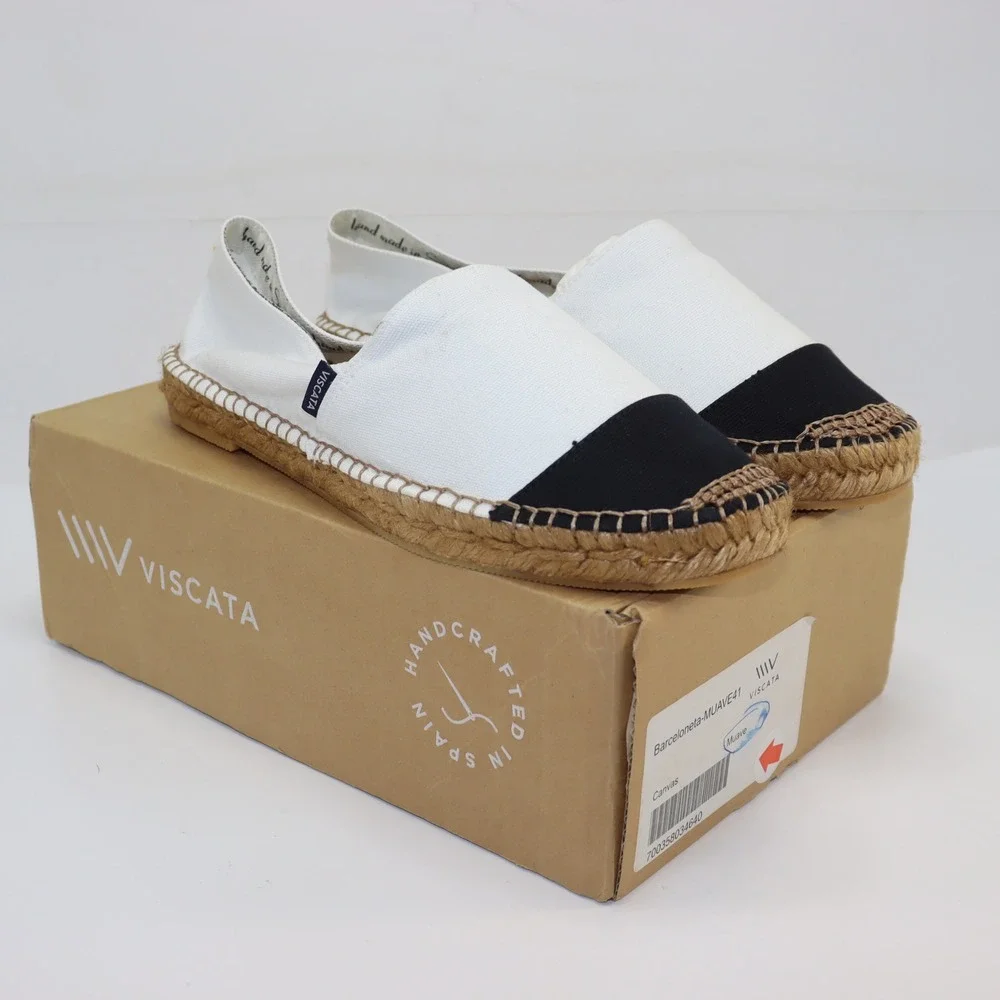Viscata Barceloneta Espadrilles 41 White Women‎ Canvas Cap Toe Flats